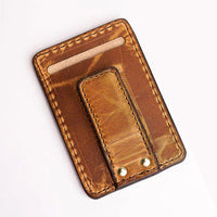 Natural Dublin Horween Leather Magnetic Money Clip Wallet by Hooks Crafted Leather Co