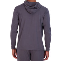 Long Sleeve Hoodie Lounge Shirt in Iron by Wood Underwear