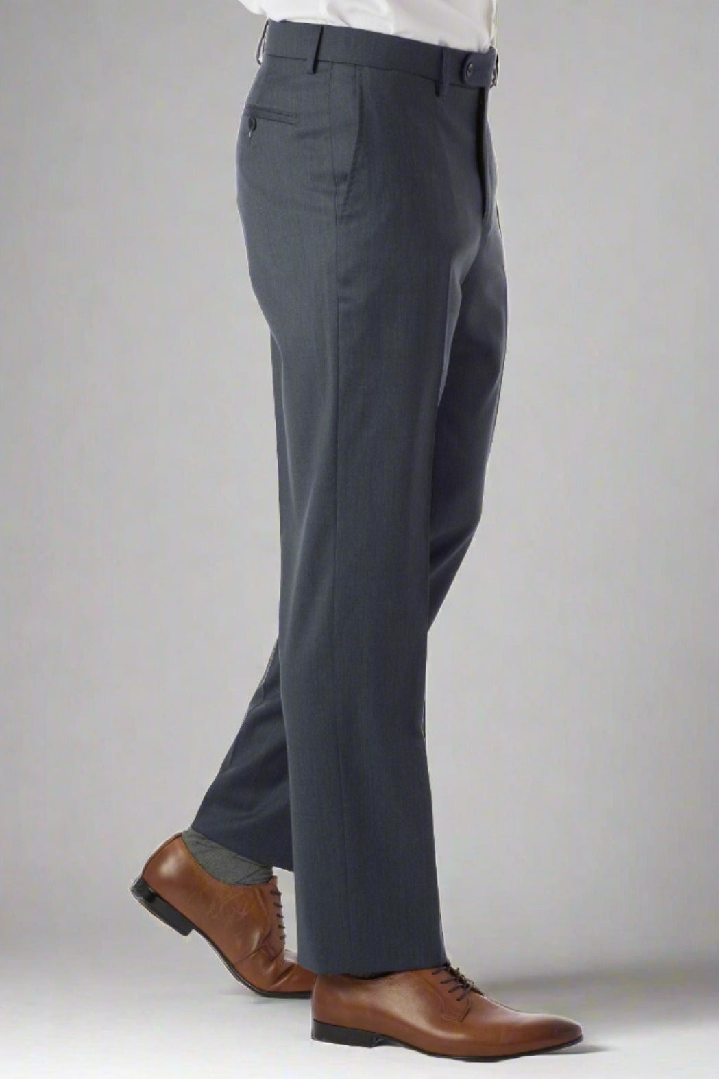 Super 130s Loro Piana Wool Gabardine Flat Front Trouser in Navy Mix by 6 East by Ballin