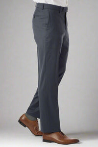 Super 130s Loro Piana Wool Gabardine Flat Front Trouser in Navy Mix by 6 East by Ballin