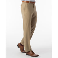 Super 120s Wool Gabardine Comfort-EZE Trouser in Tan (Flat Front Models) by Ballin