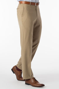 Super 120s Wool Gabardine Comfort-EZE Trouser in Tan (Flat Front Models) by Ballin