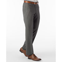 Sharkskin Super 120s Worsted Wool Comfort-EZE Trouser in Medium Grey (Flat Front Models) by Ballin