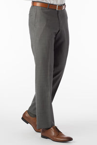 Sharkskin Super 120s Worsted Wool Comfort-EZE Trouser in Medium Grey (Flat Front Models) by Ballin