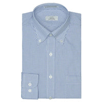 The Lenox - Wrinkle-Free Classic Check Cotton Dress Shirt with Button-Down Collar in Blue by Cooper & Stewart