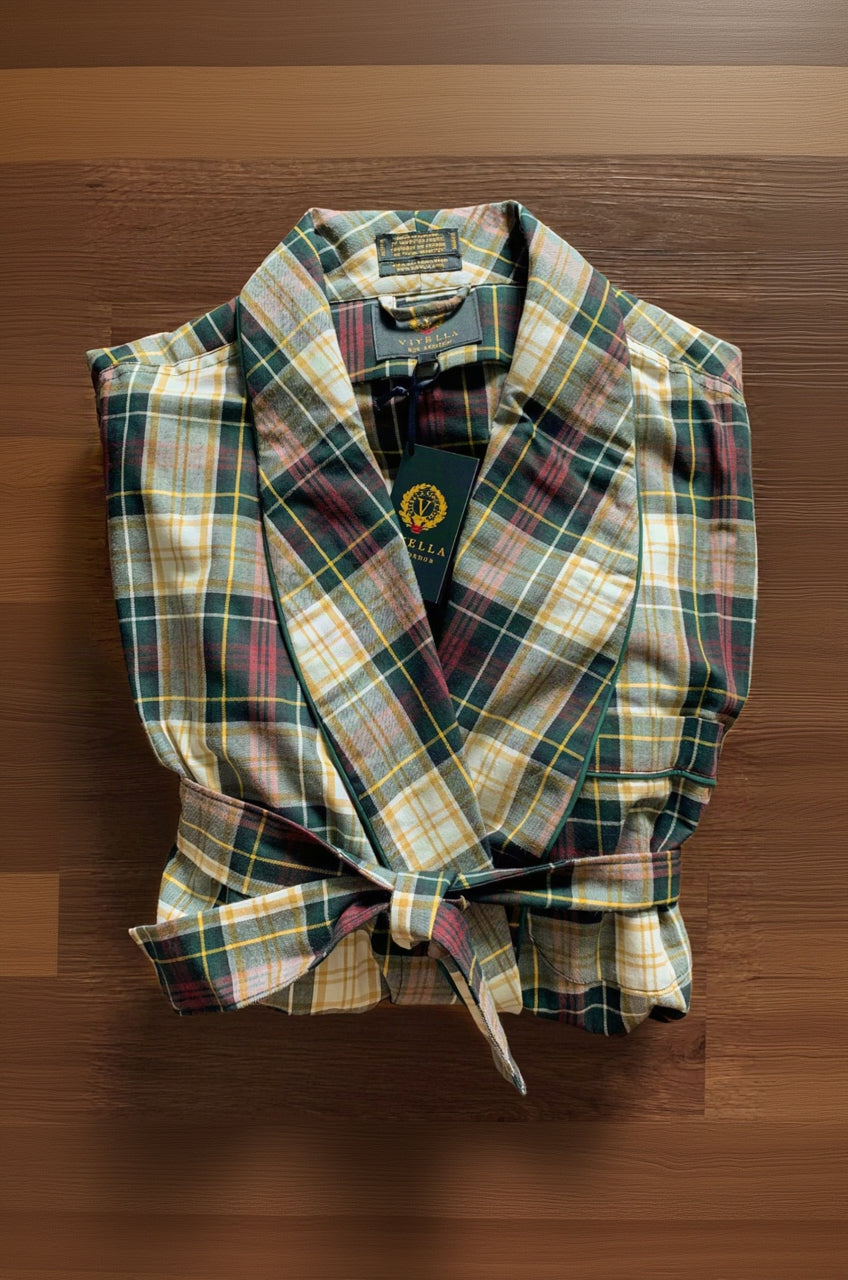 Gentleman's Cotton and Wool Blend Robe in Weathered Campbell Tartan (Size Large) by Viyella
