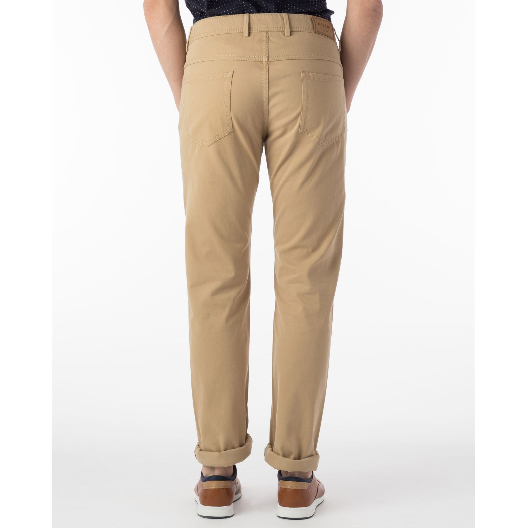 Perma Color Pima Twill 5-Pocket Pants in Khaki (Crescent Modern Fit) by Ballin