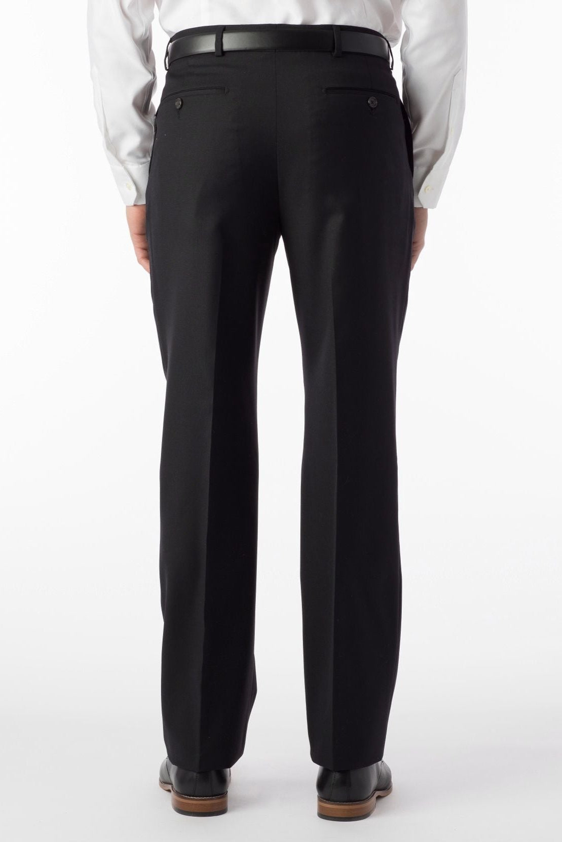 Super 120s Luxury Wool Serge Comfort-EZE Trouser in Black, Size 40 (Dunhill Traditional Fit) by Ballin