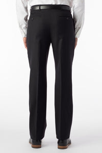 Super 120s Luxury Wool Serge Comfort-EZE Trouser in Black, Size 40 (Dunhill Traditional Fit) by Ballin