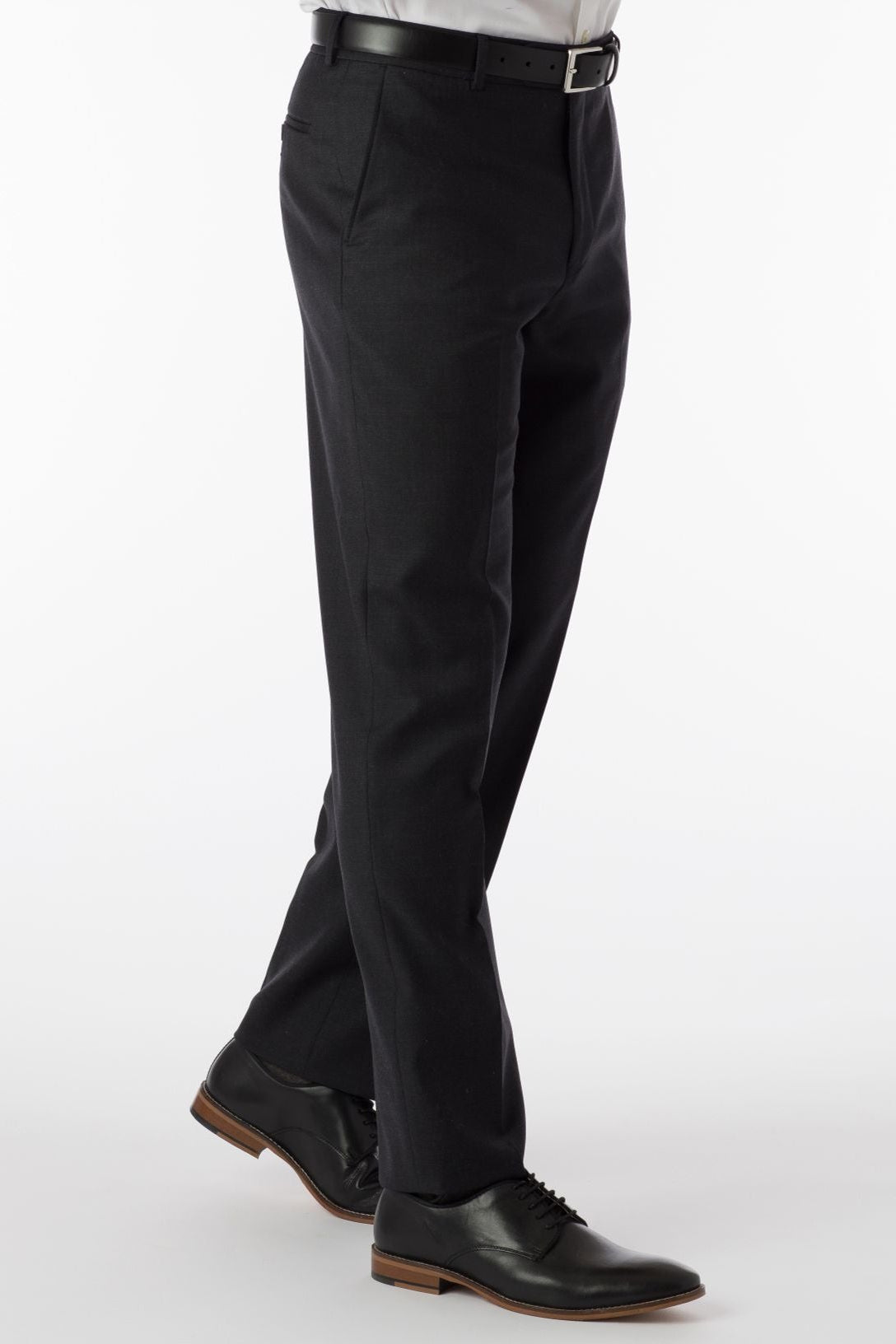 Super 120s Luxury Wool Serge Comfort-EZE Trouser in Charcoal (Flat Front Models) by Ballin
