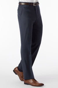 Super 120s Luxury Wool Serge Comfort-EZE Trouser in Navy Mix (Flat Front Models) by Ballin