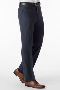 Super 120s Luxury Wool Serge Comfort-EZE Trouser in Navy Mix (Flat Front Models) by Ballin