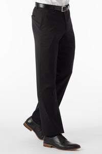 Super 120s Wool Gabardine Comfort-EZE Trouser in Black, Size 40 (Dunhill Traditional Fit) by Ballin
