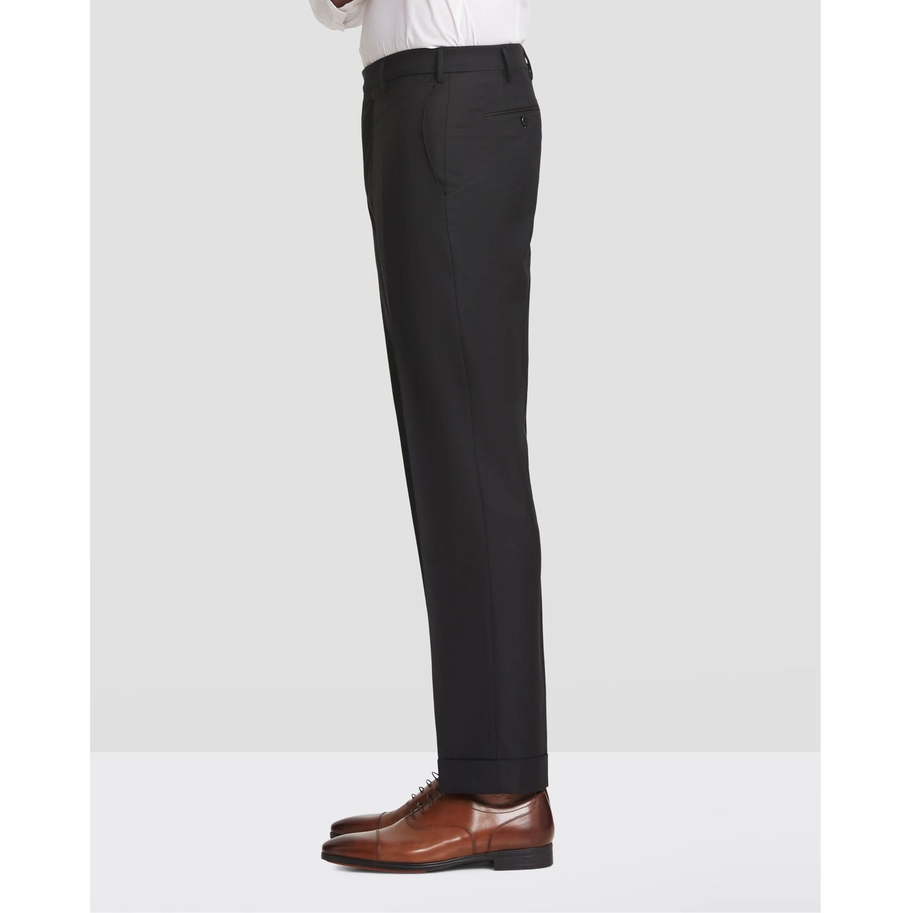 Parker Flat Front Stretch Wool Trouser in Black (Modern Straight Fit) by Zanella