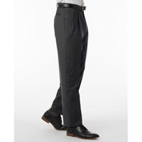 Sharkskin Super 120s Worsted Wool Comfort-EZE Trouser in Dark Grey (Manchester Pleated Model) by Ballin