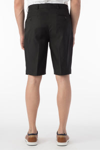 Micro Nano Travel Twill Performance Gabardine Plain Front Shorts in Black by Ballin