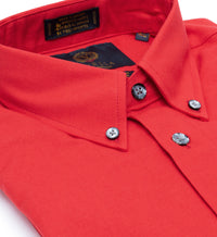 Cotton and Wool Blend Button-Down Shirt in Red by Viyella