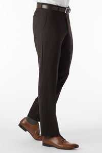 Super 120s Wool Gabardine Comfort-EZE Trouser in Brown, Size 30 (Dunhill Traditional Fit) by Ballin