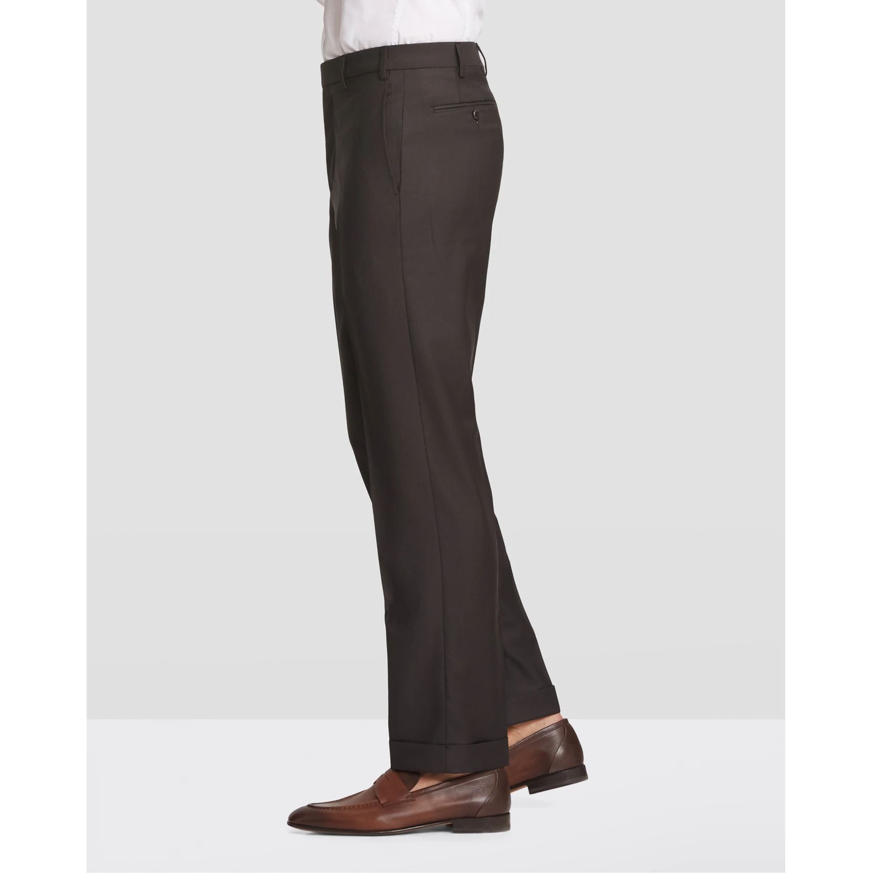 Chocolate brown flat-front regular fit Women Dress Pants