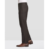 Devon Flat Front Super 120s Wool Serge Trouser in Chocolate Brown (Modern Full Fit) by Zanella