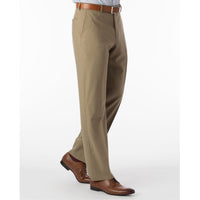 Super 120s Wool Travel Twill Comfort-EZE Trouser in Khaki, Size 46 (Dunhill Traditional Fit) by Ballin