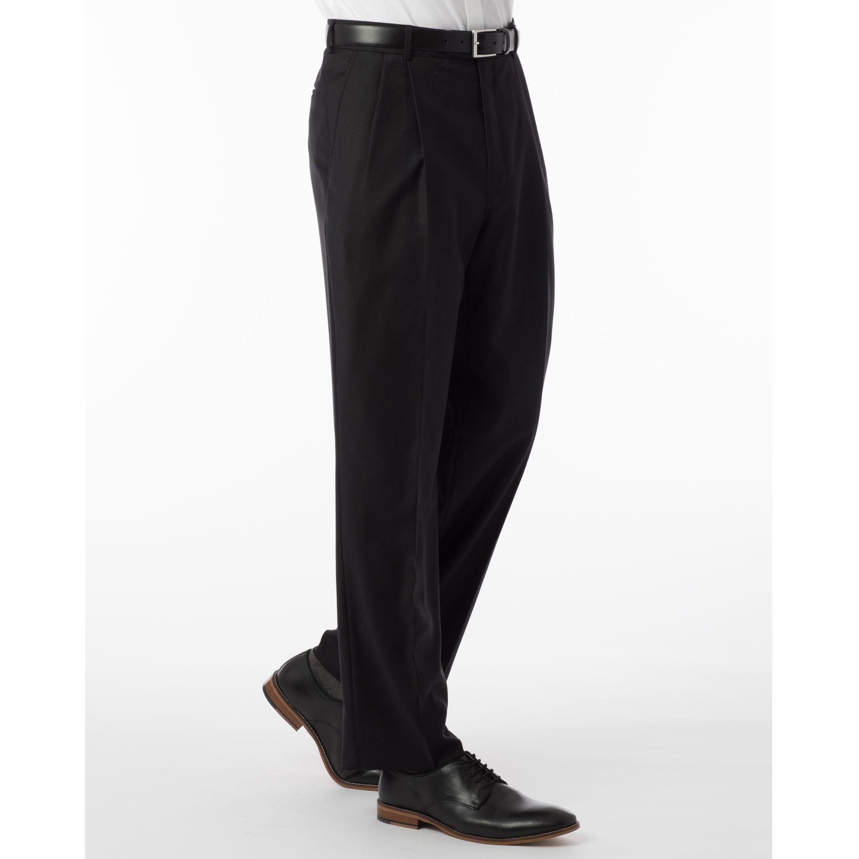 Super 120s Wool Travel Twill Comfort-EZE Trouser in Black (Manchester Pleated Model) by Ballin
