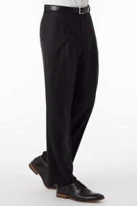 Super 120s Wool Travel Twill Comfort-EZE Trouser in Black (Manchester Pleated Model) by Ballin