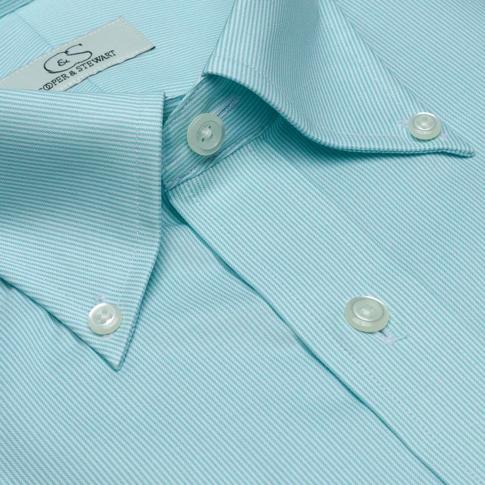 The Denison - Wrinkle-Free Fine Line Stripe Cotton Dress Shirt with Bu The Denison - Wrinkle-Free Fine Line Stripe Cotton Dress Shirt with Bu