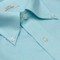 The Denison - Wrinkle-Free Fine Line Stripe Cotton Dress Shirt with Button-Down Collar in Mint (Size 16 1/2 Tall Fit) by Cooper & Stewart