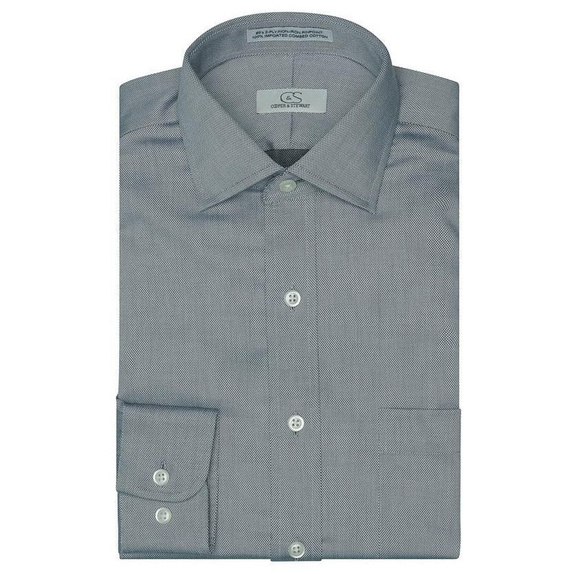 The Worthington - Wrinkle-Free Royal Oxford Cotton Dress Shirt in Charcoal by Cooper & Stewart
