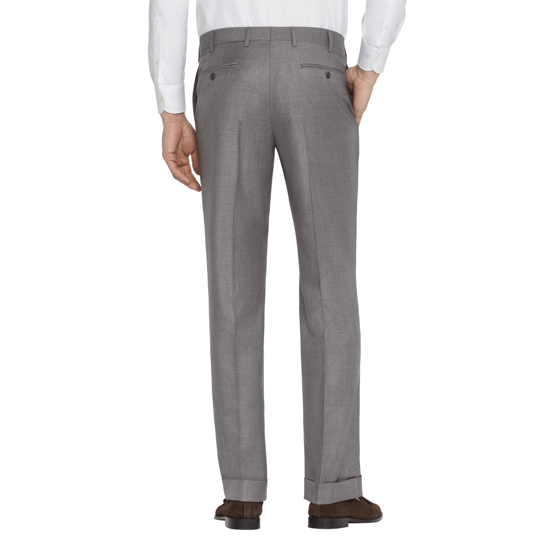 Todd Flat Front Super 120s Wool Serge Trouser in Light Grey (Full Fit) by Zanella