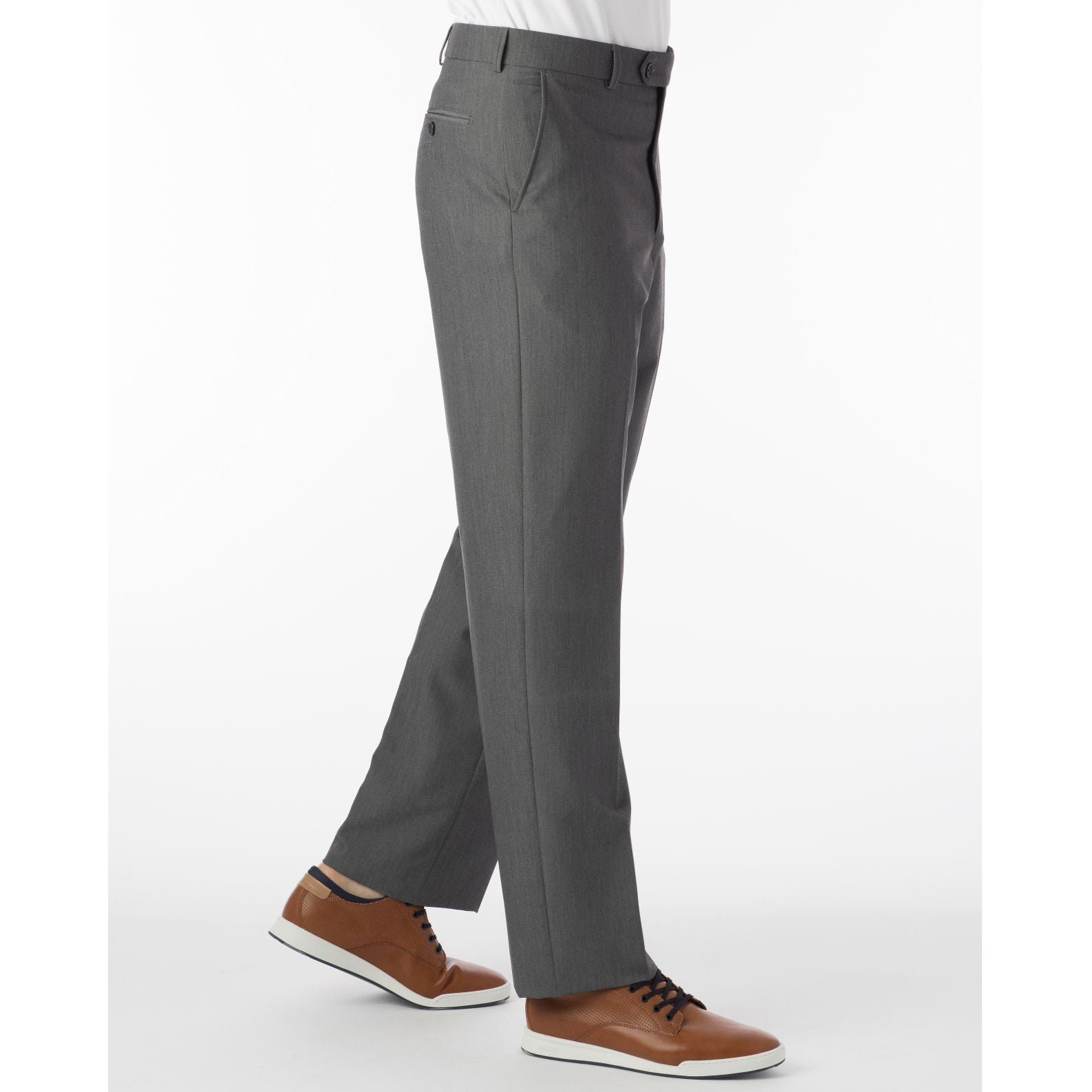 Comfort-EZE Commuter Bi-Stretch Gabardine Trouser in Medium Grey (Flat Front Models) by Ballin