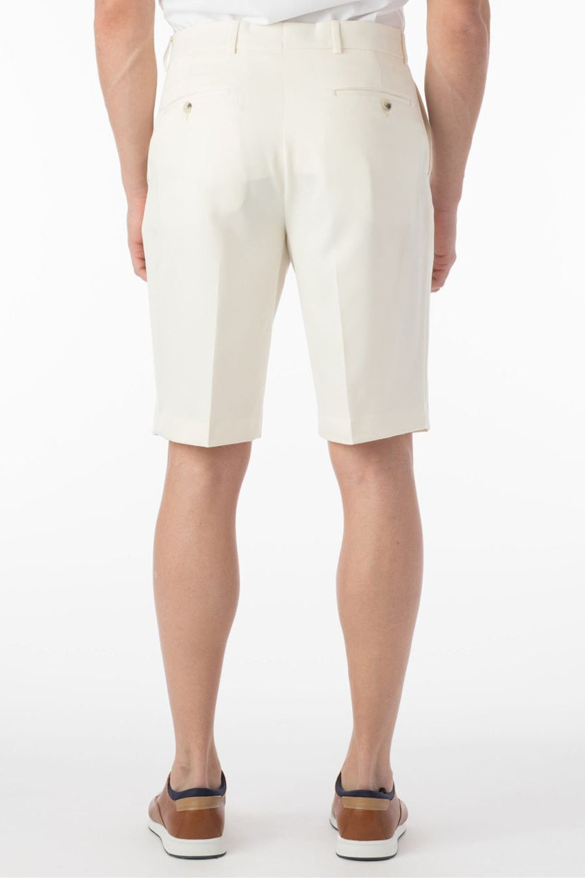 Micro Nano Travel Twill Performance Gabardine Plain Front Shorts in Oyster by Ballin