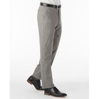 Super 100s Wool Gabardine Flat Front Trouser in Black & White Houndstooth (Flat Front Models) by Ballin