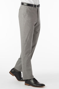 Super 100s Wool Gabardine Flat Front Trouser in Black & White Houndstooth (Flat Front Models) by Ballin