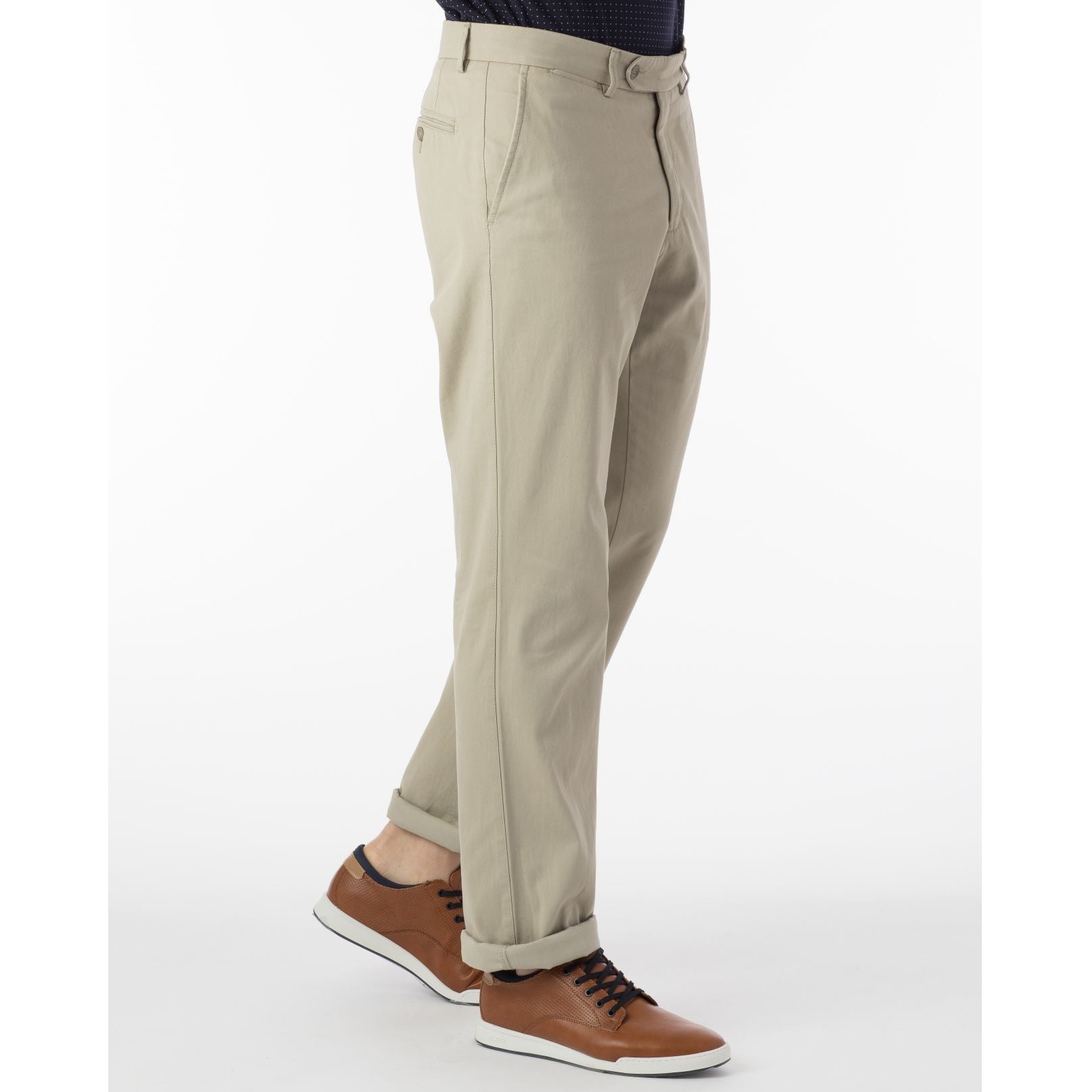 Perma Color Pima Twill Khaki Pants in Stone (Flat Front Models) by Ballin