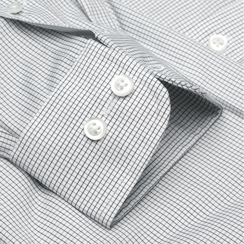 The Dover - Wrinkle-Free Graph Check Cotton Dress Shirt in Black by Cooper & Stewart