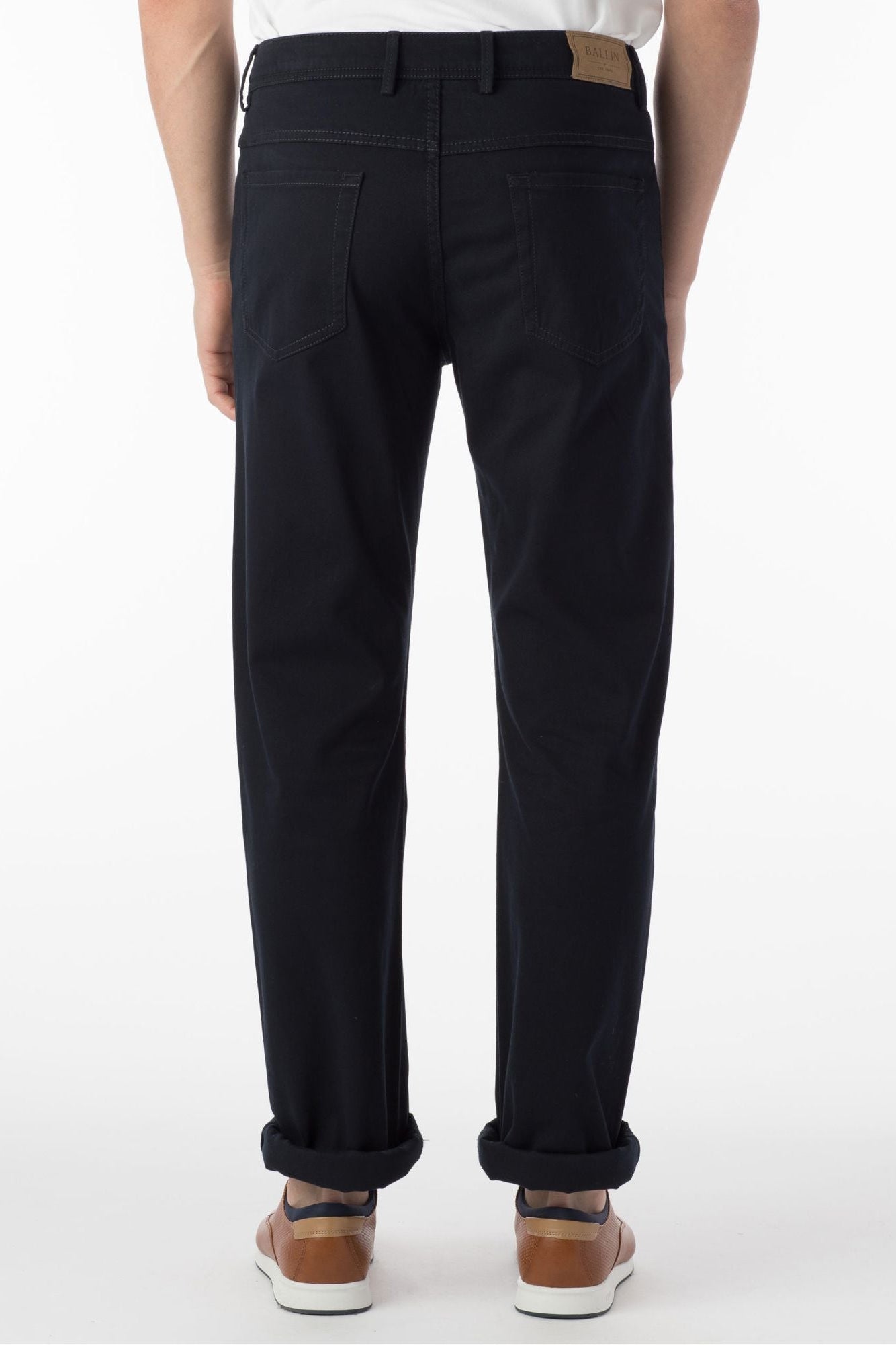 Perma Color Pima Twill 5-Pocket Pants in Navy (Crescent Modern Fit) by Ballin