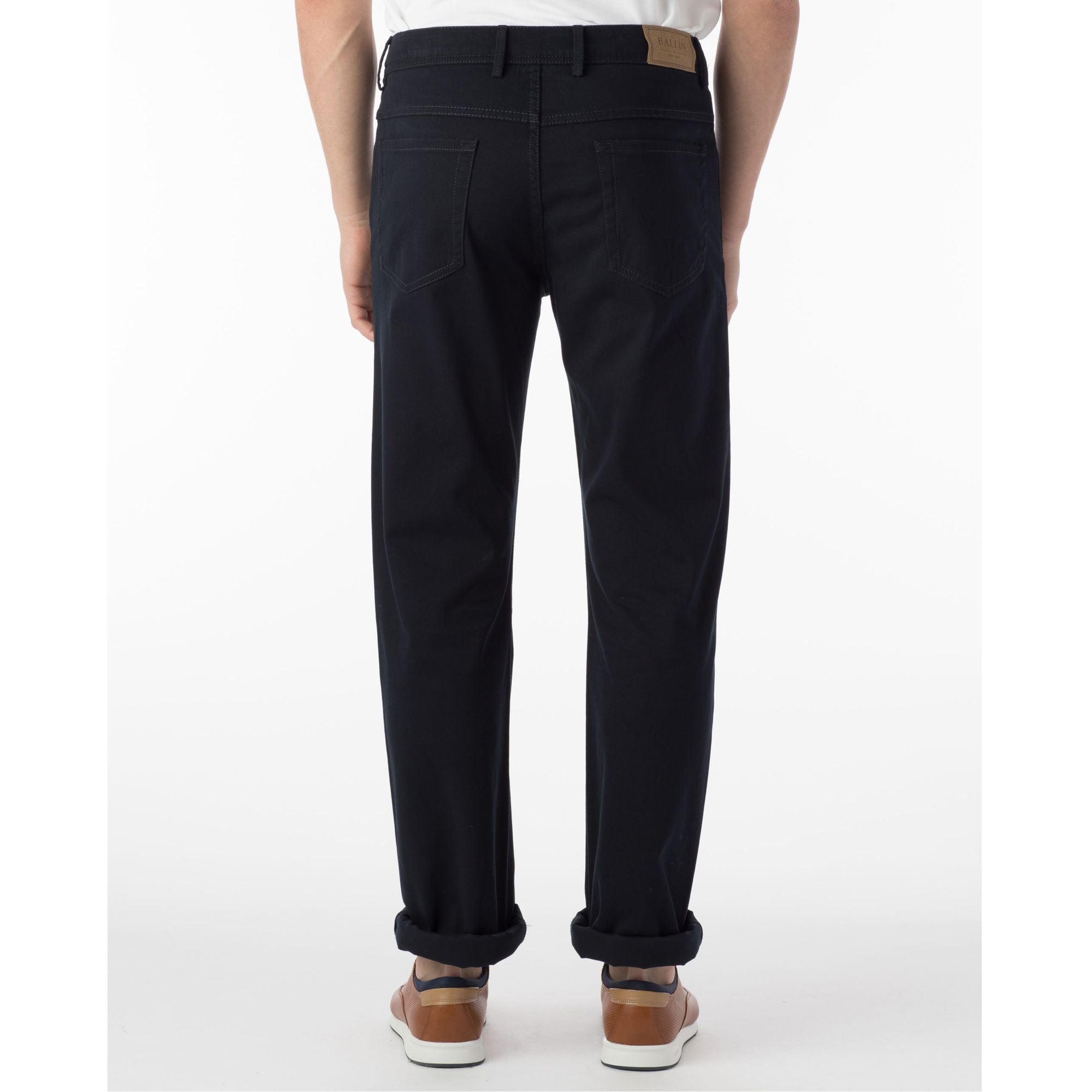 Perma Color Pima Twill 5-Pocket Pants in Navy (Crescent Modern Fit) by Ballin