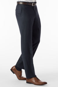 Sharkskin Super 120s Worsted Wool Comfort-EZE Trouser in Navy (Flat Front Models) by Ballin