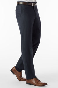 Sharkskin Super 120s Worsted Wool Comfort-EZE Trouser in Navy (Flat Front Models) by Ballin