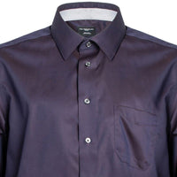 No-Iron Cotton Dress Shirt with Spread Collar in Purple Navy (Regular Fit) by Leo Chevalier