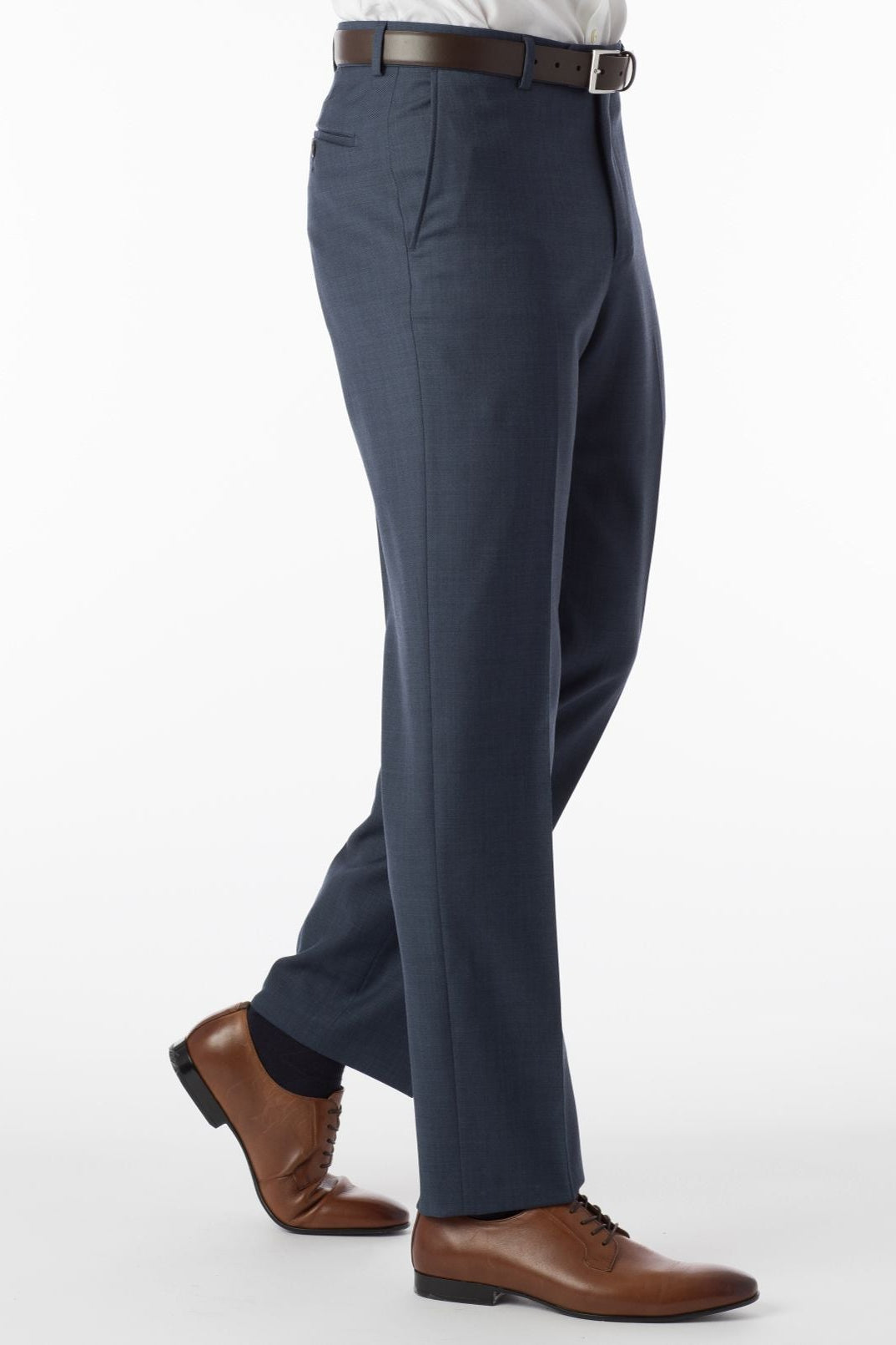 Sharkskin Super 120s Worsted Wool Comfort-EZE Trouser in New Navy, Size 31 (Dunhill Traditional Fit) by Ballin