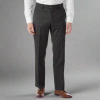 Super 130s Loro Piana Wool Gabardine Flat Front Trouser in Charcoal by 6 East by Ballin