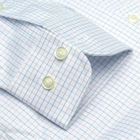 The Palmer - Wrinkle-Free Tattersall Cotton Dress Shirt with Button-Down Collar in Blue and Lavender, Size 17 1/2 - 36-37 (Tall Fit) by Cooper & Stewart