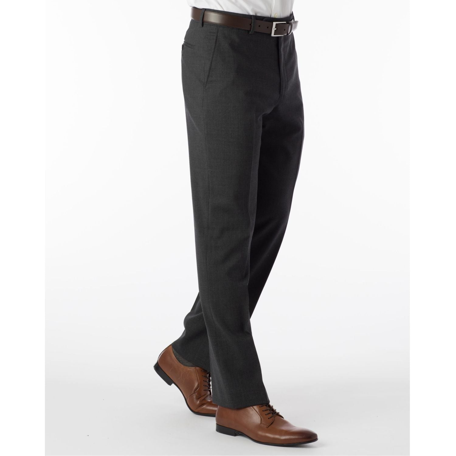 Super 120s Wool Travel Twill Comfort-EZE Trouser in Charcoal Grey, Size 38 (Soho Modern Fit) by Ballin