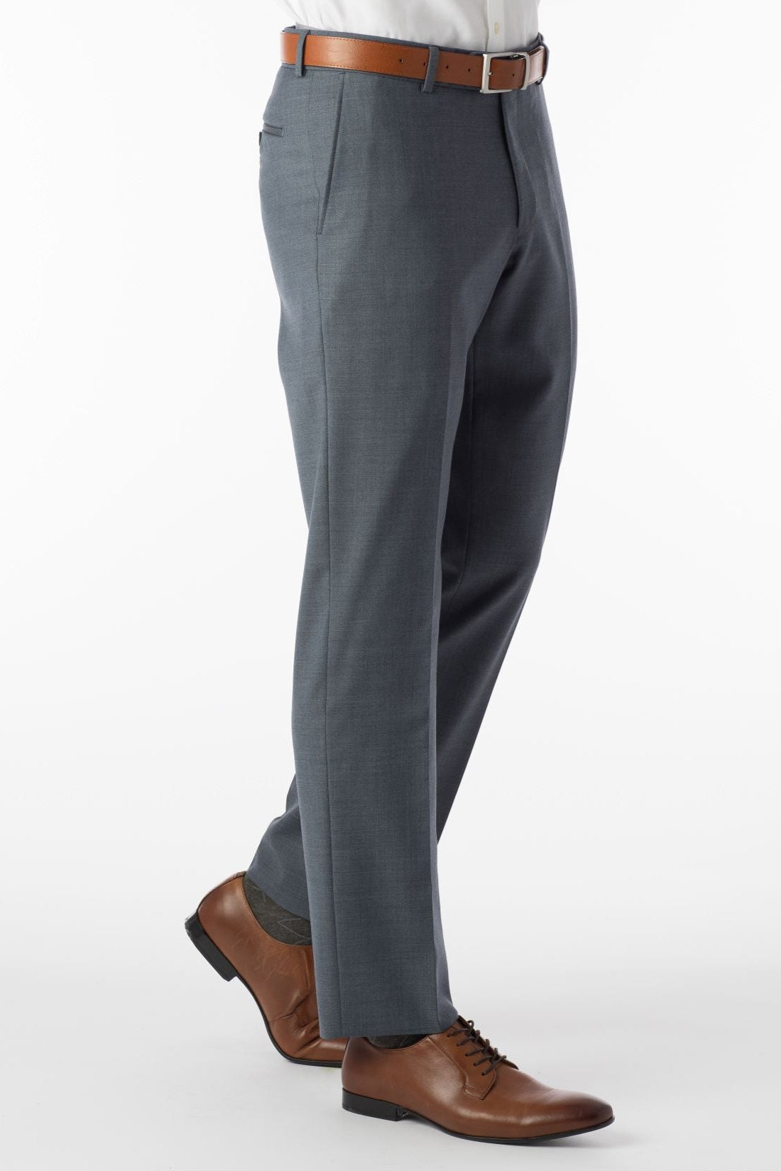 Super 120s Luxury Wool Serge Comfort-EZE Trouser in Slate Blue (Flat Front Models) by Ballin