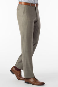 Sharkskin Super 120s Worsted Wool Comfort-EZE Trouser in British Tan (Flat Front Models) by Ballin