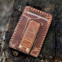Natural Dublin Horween Leather Magnetic Money Clip Wallet by Hooks Crafted Leather Co