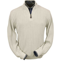 Baby Alpaca 'Links Stitch' Half-Zip Mock Neck Sweater in Natural Vanilla by Peru Unlimited